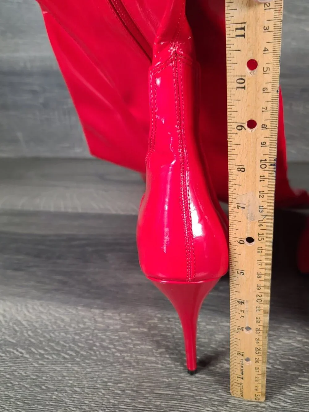 Pleaser Red Leather Knee High Seduce 3000 Boots Size 16M